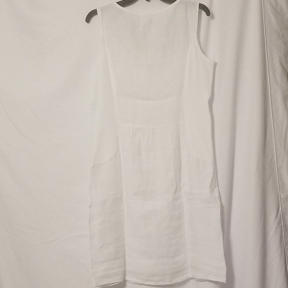 LINA Tomei Linen Round Beaded Neck Sheath Dress - Picture 4 of 7